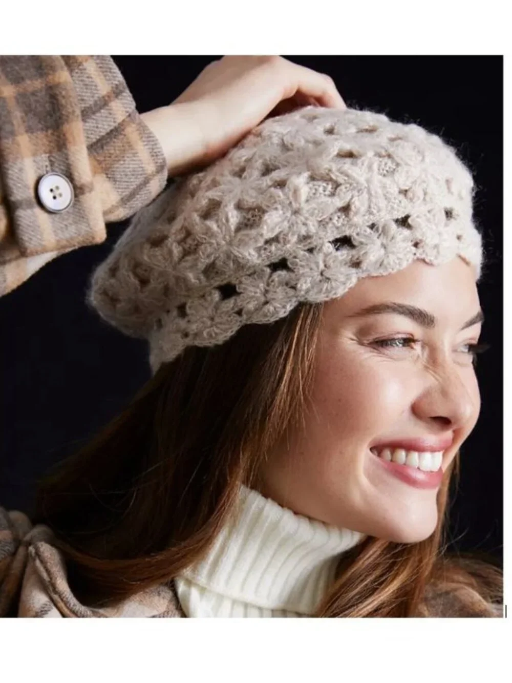 Anthropologie Crochet Beret in Ivory - NWT